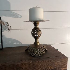 Ornate brass riser candle holder